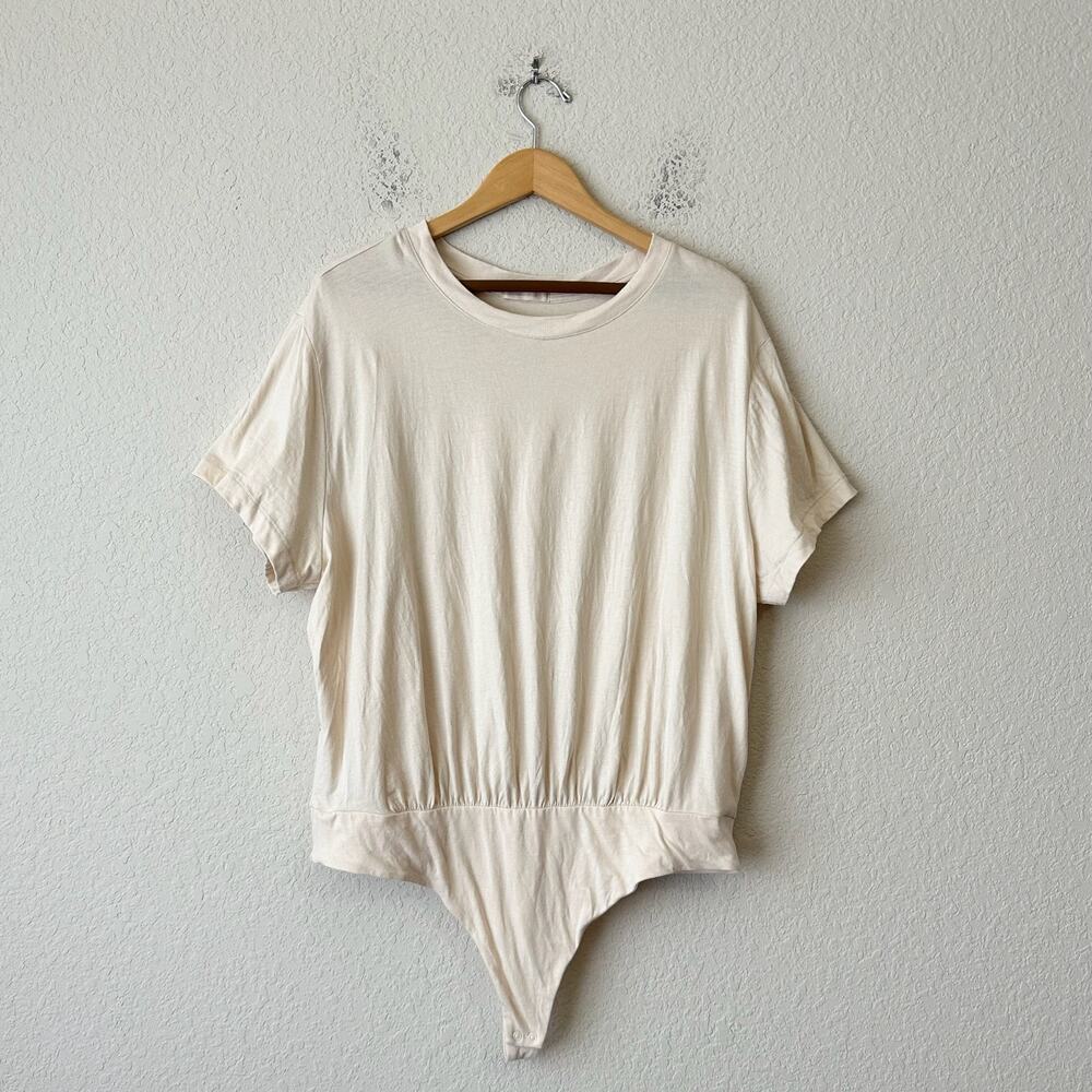 NUUDS Everyday T-Shirt Bodysuit Ivory Soft Cotton Short Sleeve Tee